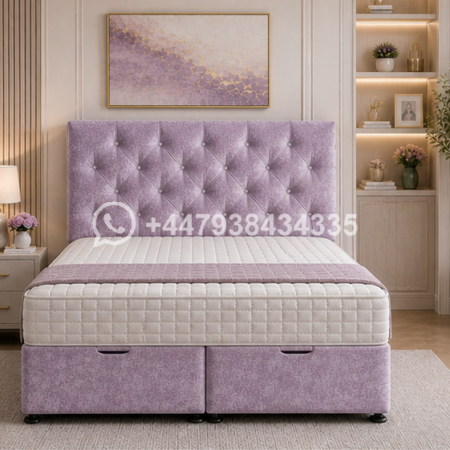 King Size Ottoman Bed with Lift-Up Storage Base