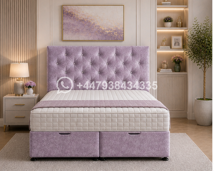 King Size Ottoman Bed with Lift-Up Storage Base