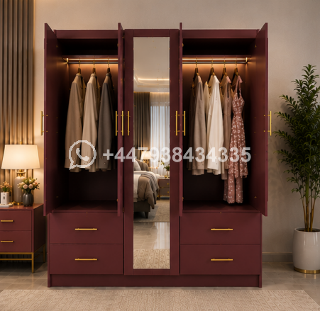 Wardrobe 5 Door – Wardrobe with 4 Drawers and 1 Mirror