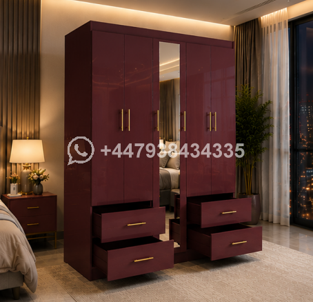 Wardrobe 5 Door – Wardrobe with 4 Drawers and 1 Mirror - Image 2