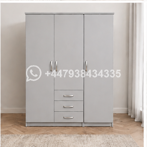 Modern Bedroom 3 Door Wardrobe with Drawers – Functional 3 Door Wardrobe with 3 Drawers - Image 2