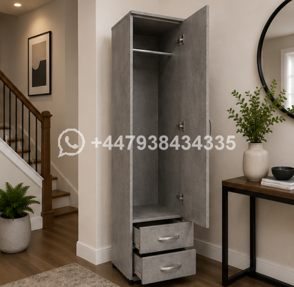 Single Door Wardrobe with Two Storage Drawers