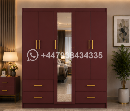 Wardrobe 5 Door – Wardrobe with 4 Drawers and 1 Mirror - Image 3