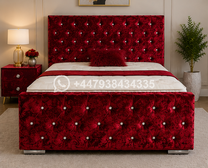 Florida Red King Size Bed with Modern Headboard – Stylish Florida King Size Bed with Premium Quality