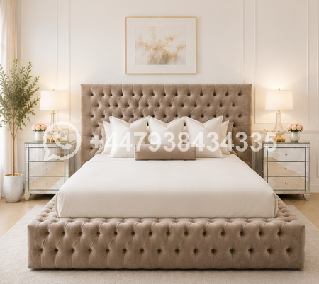 14. Ambassador Velvet Double Bed Frame