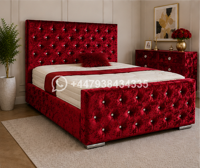 Florida Red King Size Bed with Modern Headboard – Stylish Florida King Size Bed with Premium Quality - Image 3