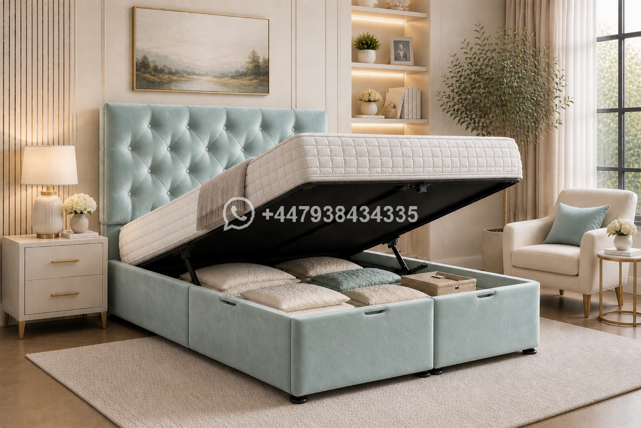 Contemporary Double Ottoman Storage Bed - Image 2