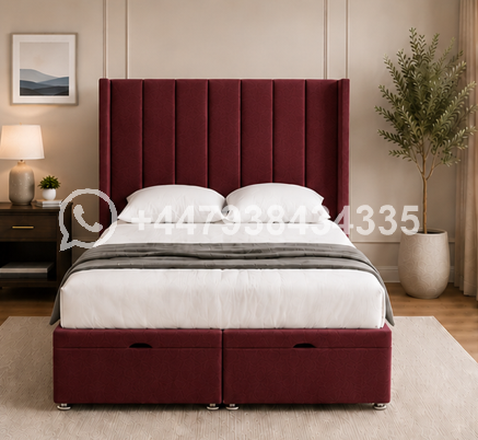 Premium Velvet Upholstered Super King Winged Bed – Luxury Super King Wingback Bed Design - Image 4