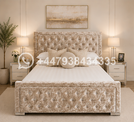 Bed Frame – Modern Upholstered Design – Hilton Double Bed – Luxury Modern Bedroom Bed - Image 2