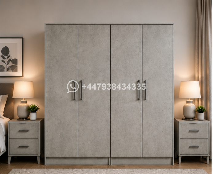 Durable 4 Door Wardrobe – Stylish Wooden Wardrobe – Spacious 4 Door Wardrobe – Luxury Family Storage Solution