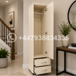 Wooden One Door Wardrobe with Two Drawers