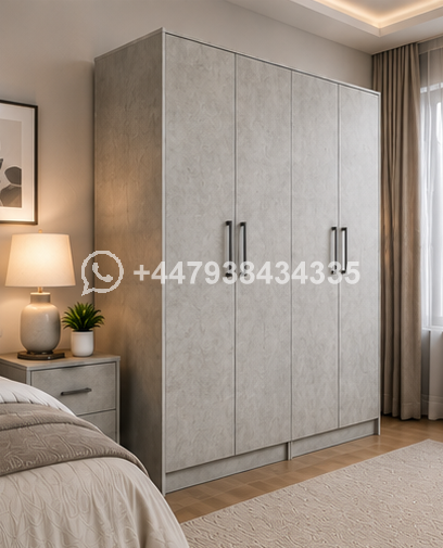 Durable 4 Door Wardrobe – Stylish Wooden Wardrobe – Spacious 4 Door Wardrobe – Luxury Family Storage Solution - Image 3