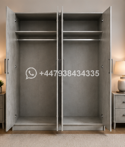 Durable 4 Door Wardrobe – Stylish Wooden Wardrobe – Spacious 4 Door Wardrobe – Luxury Family Storage Solution - Image 4