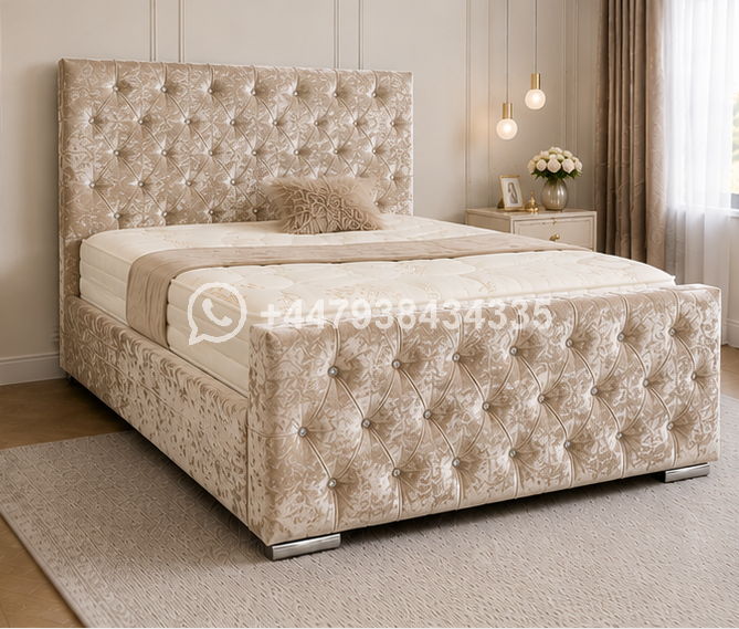 Florida Beige King Size Bed – Florida King Size Bed with Premium Headboard - Image 2