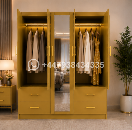 Luxury 5 Door Wooden Wardrobe with Mirror