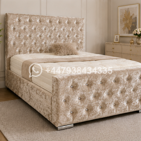 Florida Beige King Size Bed – Florida King Size Bed with Premium Headboard