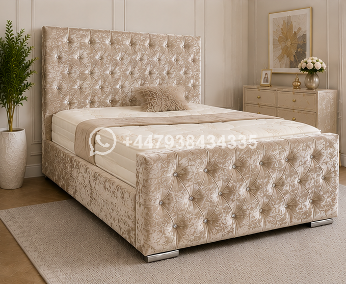 Florida Beige King Size Bed – Florida King Size Bed with Premium Headboard
