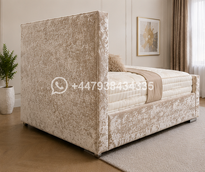 Florida Beige King Size Bed – Florida King Size Bed with Premium Headboard - Image 3
