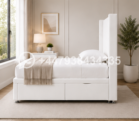 Modern Bedroom Panel Winged Bed – Panel Winged Single Bed - Image 3