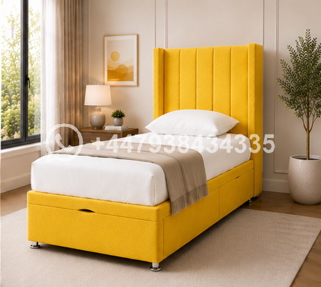 Panel Winged Single Bed – Modern Panel Winged Single Bed - Image 3