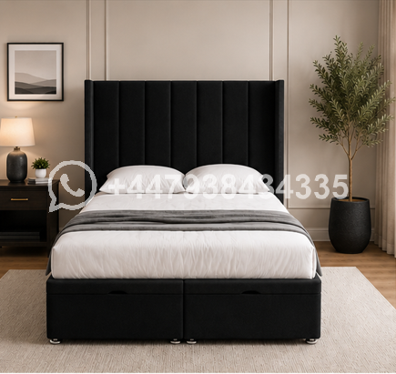 Luxury Black Wingback Bed with Premium Soft Touch Upholstery – Luxury Winged King Size Bed - Image 4