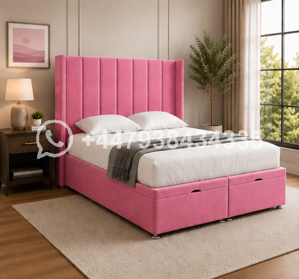 Premium Winged Panel Bed Design – Winged Headboard Double Bed