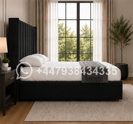 Luxury Black Wingback Bed with Premium Soft Touch Upholstery – Luxury Winged King Size Bed - Image 3