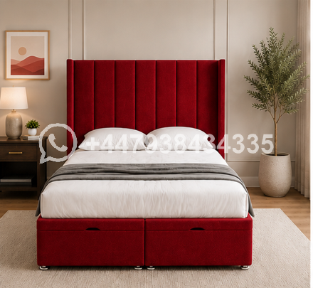 Deluxe Upholstered Winged Bed with Super King Frame – Super King Wingback Bed with Premium Finish - Image 4