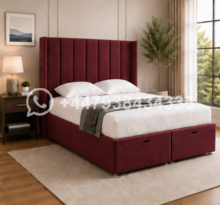 Stylish Bedroom Wingback Bed with Super King Frame – Modern Designer Super King Size Winged Bed
