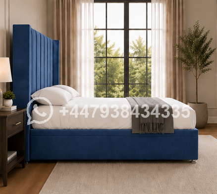 Stylish Wingback Panel Bed Design – Dream Comfort Winged Double Bed - Image 3