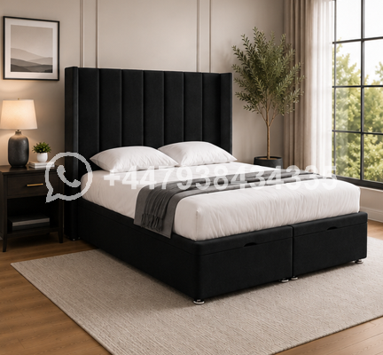Stylish Bedroom Winged Bed – Modern Cozy Double Bed Frame