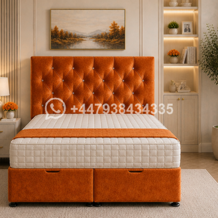 2 Designer Double Ottoman Bed Frame