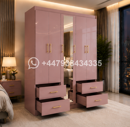 Modern 5 Door Wardrobe with Mirror & 4 Drawers - Image 2