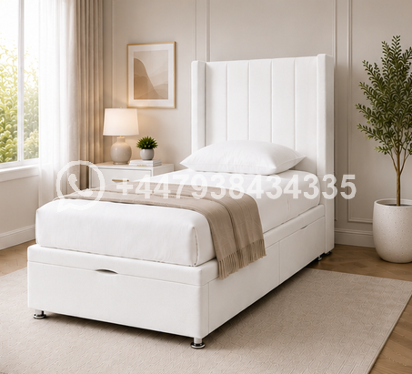 Modern Bedroom Panel Winged Bed – Panel Winged Single Bed - Image 4