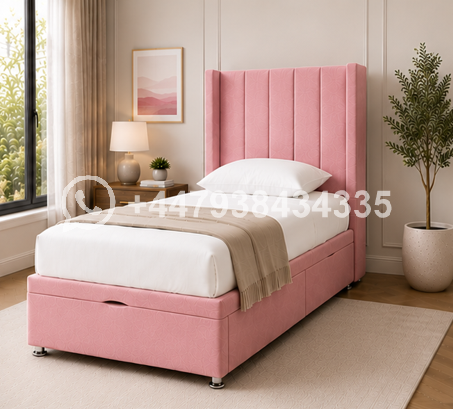 Premium Bed – Panel Winged Single Bed – Elegant Panel Winged Bed Frame - Image 3