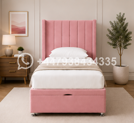 Premium Bed – Panel Winged Single Bed – Elegant Panel Winged Bed Frame