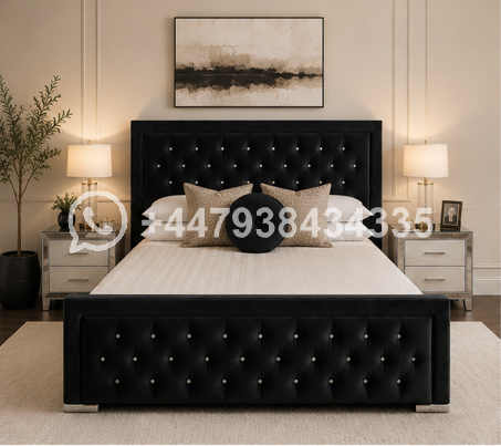 Super King Bed – Hilton Super King Size Bed – Black Modern Upholstered Bed - Image 2