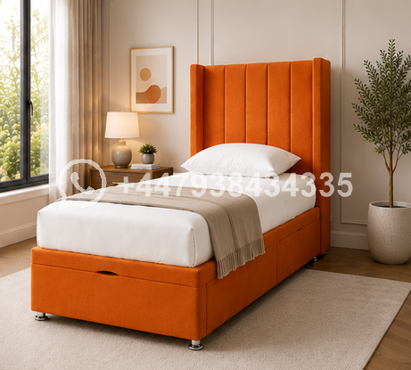 Panel Winged Single Bed – Stylish Panel Bed with Winged Headboard - Image 3