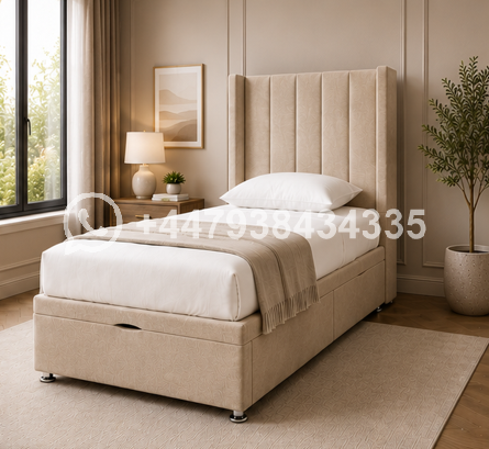 Luxury Bedroom Wingback Bed – Single Winged Bed - Image 4
