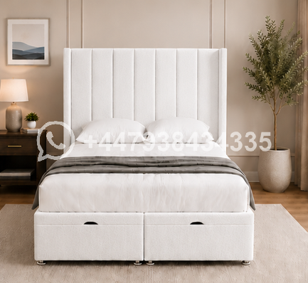Modern White Wingback King Bed with Premium Tufted Upholstery Design - Image 3