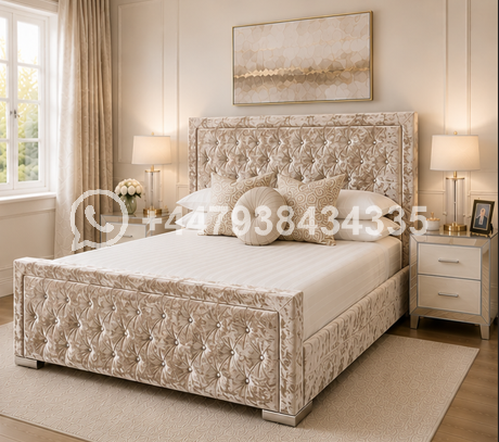 Bed Frame – Modern Upholstered Design – Hilton Double Bed – Luxury Modern Bedroom Bed - Image 3