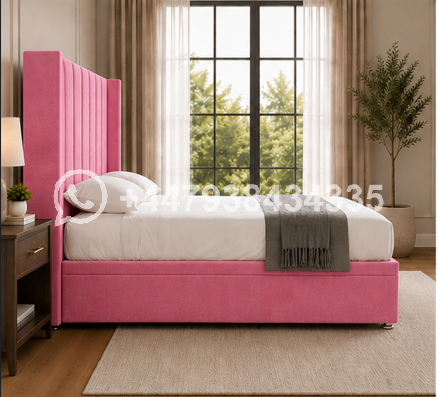 Premium Winged Panel Bed Design – Winged Headboard Double Bed - Image 4