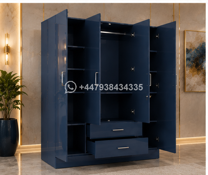 4 Door Wardrobe – Wardrobe with 1 Mirrors – Stylish 4 Door Wardrobe With Two Drawers - Image 3