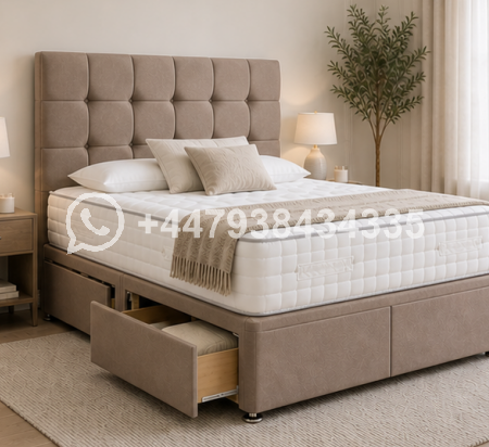 Modern Upholstered Super King Size Divan Bed – Luxury Comfort Design