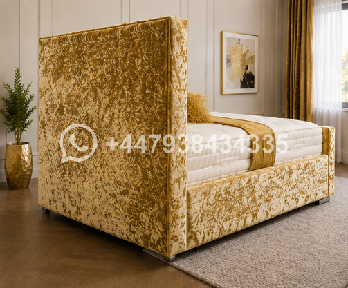 Modern Florida Super King Size Bed for Elegant Bedrooms – Super King Size Gold Bed Frame - Image 4