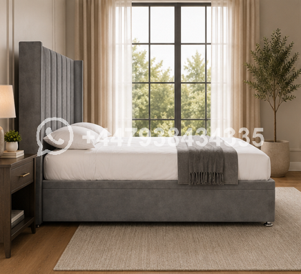 Luxury Green Velvet Winged King Size Bed with Elegant Upholstered Headboard – Luxury Haven Wingback Bed - Image 4