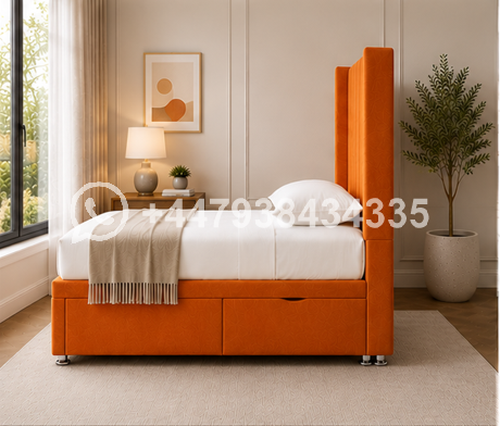 Panel Winged Single Bed – Stylish Panel Bed with Winged Headboard - Image 4