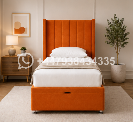 Panel Winged Single Bed – Stylish Panel Bed with Winged Headboard