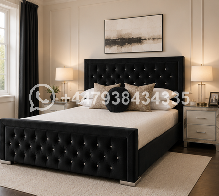 Hilton King Size Bed – Black Stylish Upholstered Bed – Hilton Bed