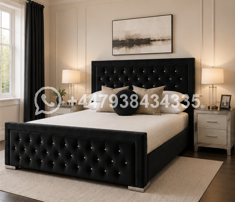 Hilton King Size Bed – Black Stylish Upholstered Bed – Hilton Bed